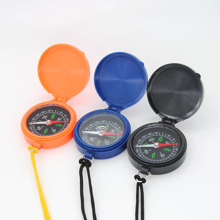 colorful plastic mini promotion gift pocket compass with string kids compass
