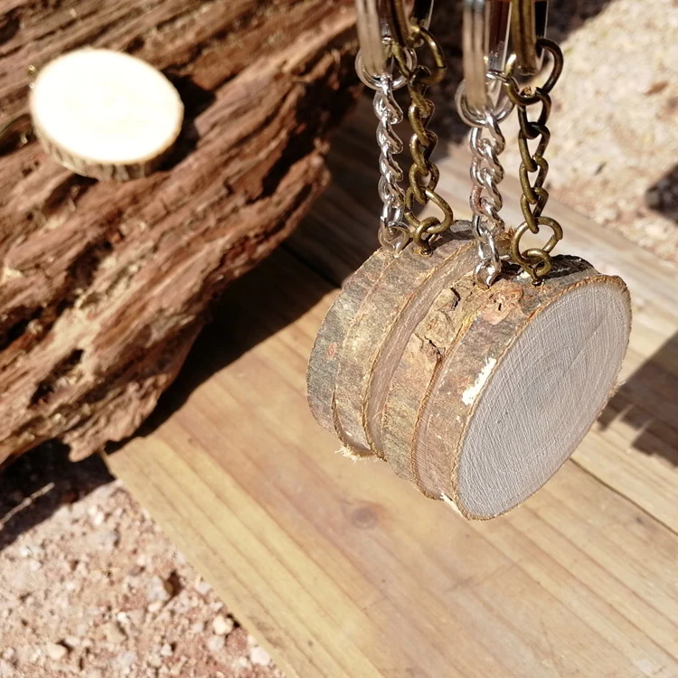 Cheap Wholesale Promotional Wooden Keyring Customize Printing Carving Logo Blank Wood Keychain