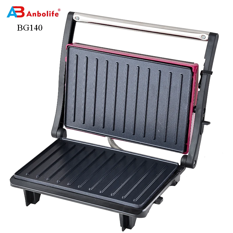 Anbo Professional S.S Cover Sandwich Press BBQ Grill Non Stick Plate & Cool Touch Handle Sandwich Maker 2 Slice Contact Grill