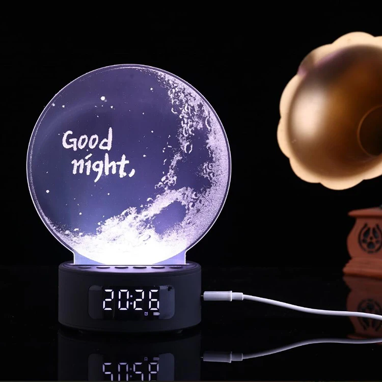 Mini moon desk table night lamp, acrylic light alarm unicorn night light