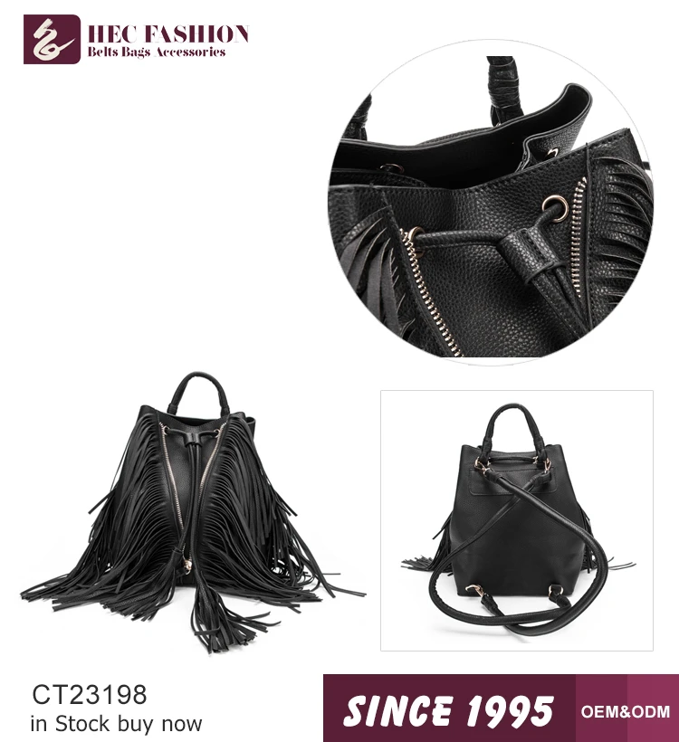 HEC Online Shopping Handmade Black Color College Leather Bags Handbag For Girls