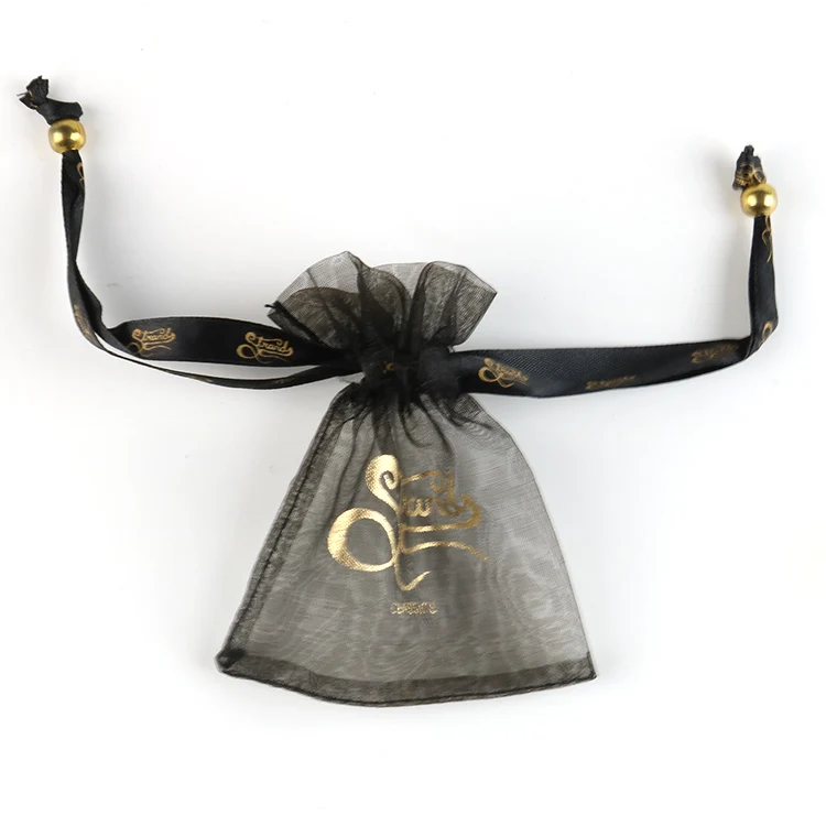 
Hot sale personalized printed organza pouch bags, organza bags with logo ribbon 