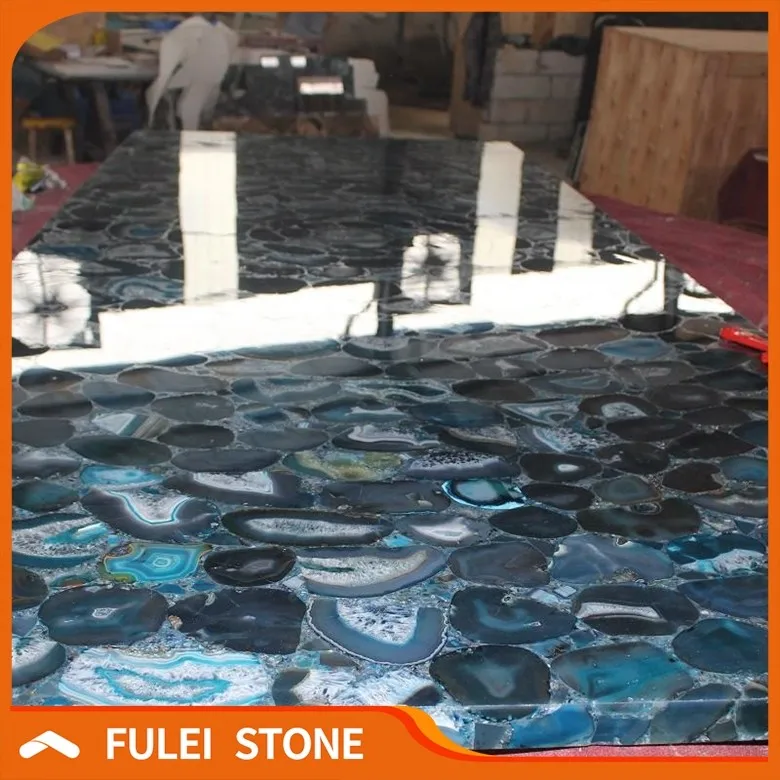 Wholesale Large Semiprecious Gemstone Stone Blue Agate Stone Slab