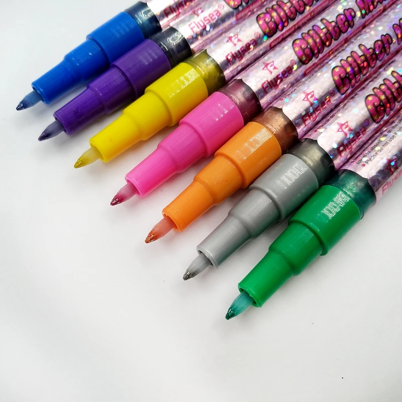 factory mini colorful glitter liquid chalk fabric glitter pen