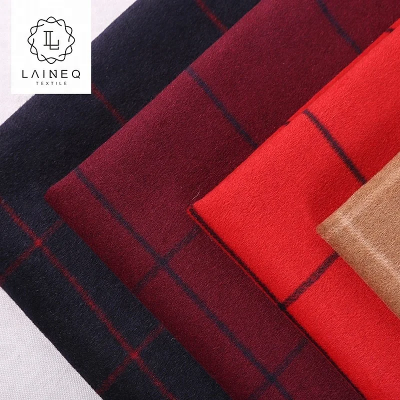 STOCK checked pattern 50% wool thick fabric for winter overcoat garment