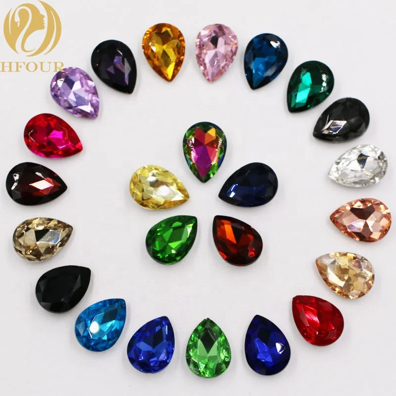 Tear Drop Shape Pointback Glue-on Rhinestones