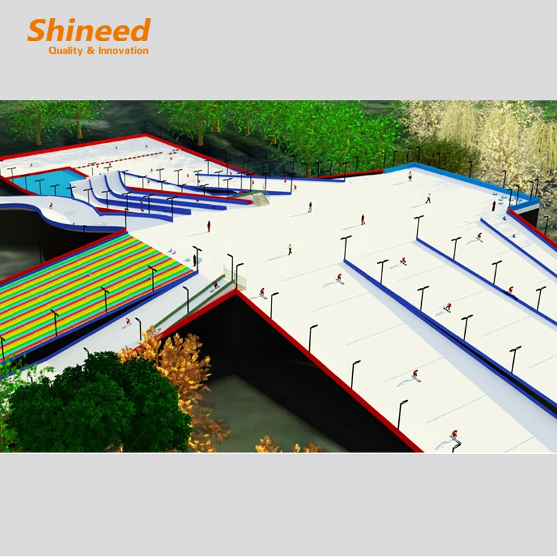 New Design Outdoor Snow Ski Simulator Dry Ski Slope Flooring Plastic Artificial Dry Ski Slope Snow Slide Mat