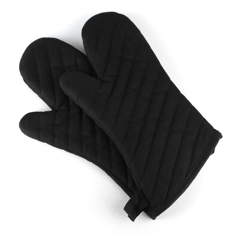 Heatproof Resistant Kitchen bbq baking mitt Non-slip Baking  Kitchen Tool Microwave black Oven gloves