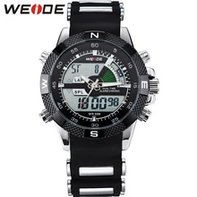 2013 Brand New WEIDE men LED Luminous analog digit dual time display Date Week Alarm luxury brand sport watch unique design 3ATM