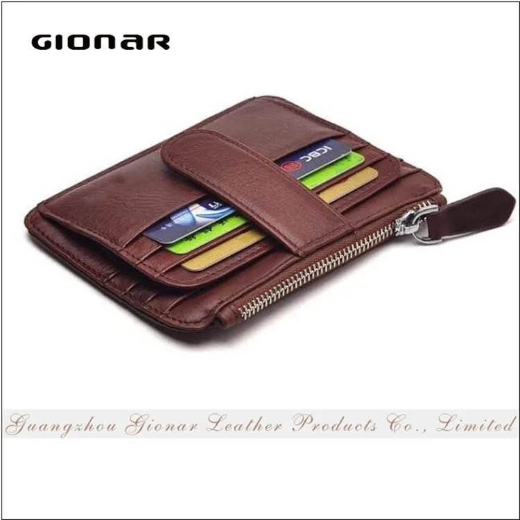 The Customizing RFID Blocking Safe Leather Minimalist Credit Card Holder Zip Coin Front Pocket Wallet with SIM slots