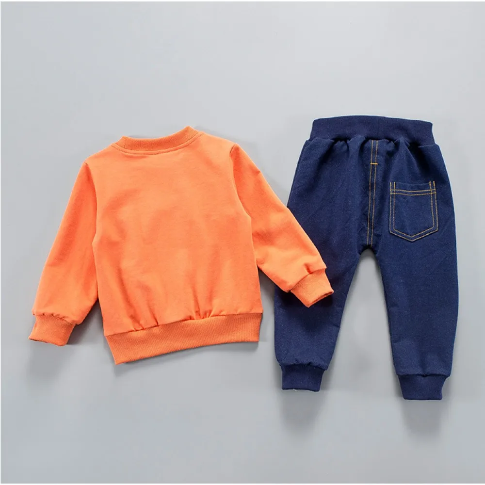 
Children Winter Set Gold Autumn Boy and girls funny face sun Sportswear Girls Casual Two-piece 