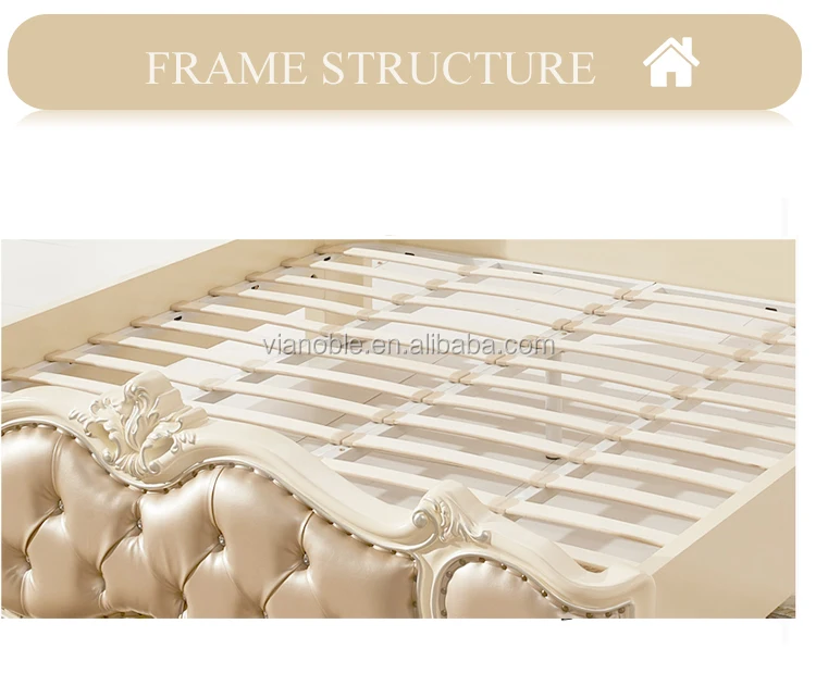 
white french luxury king bed leather headboard 