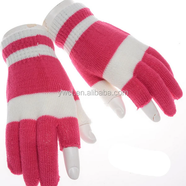 Custom Knitted Thinsulate Winter Warm 2 Fingerless Cute Students Study gloves