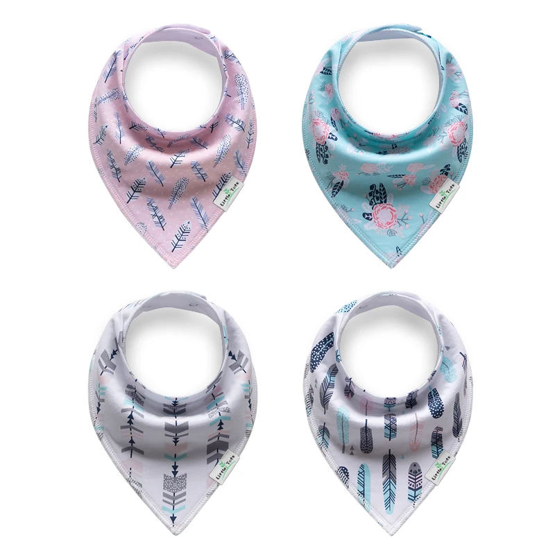 
Popular baby bibs print customized logo 4 packs baby bandana drool bibs organic baby bibs 