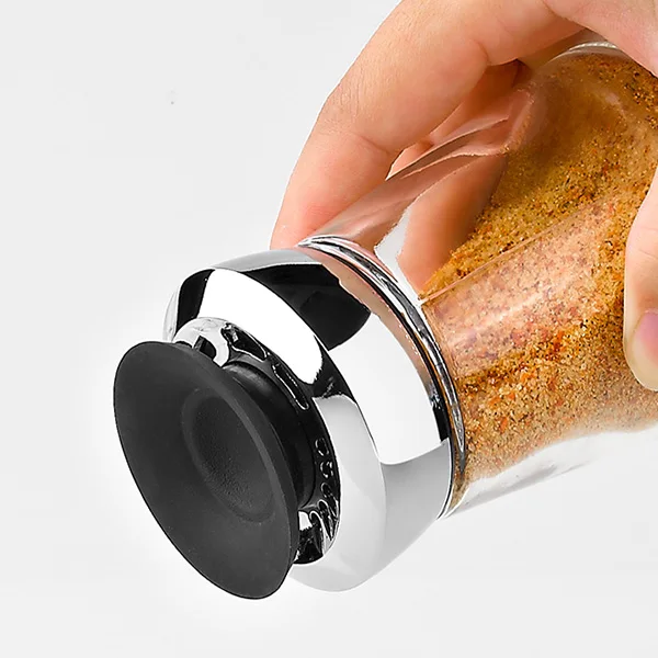New model new design new idea unique lid salt and pepper spice glass bottles container