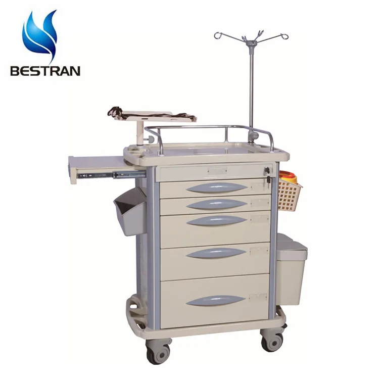 China BT EY003 Hospital medical ABS plastic emergency trolley, resuscitation cart 5 drawers CPR board price (60540670257)