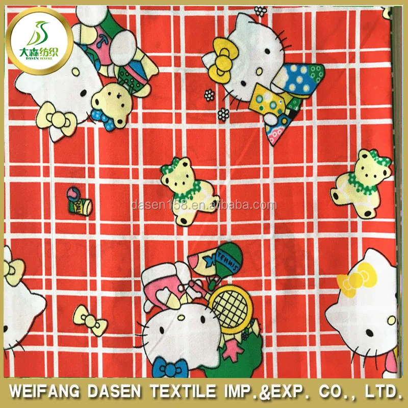 chinese wholesale supplier hello kitty polyester fabric for bedspread