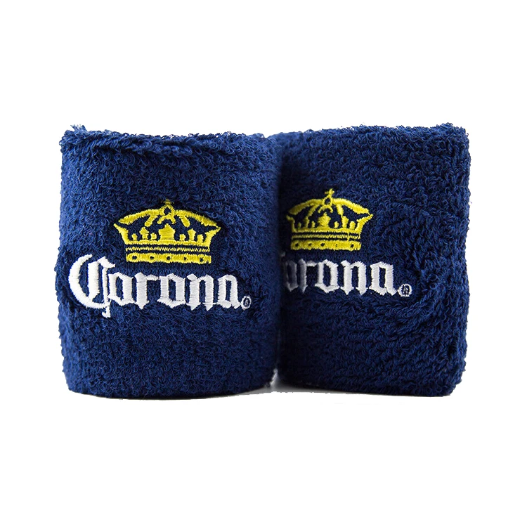 Wrist support terry custom cotton wristband elastic sweat head band embroidered sweatbands for gym sports yoga