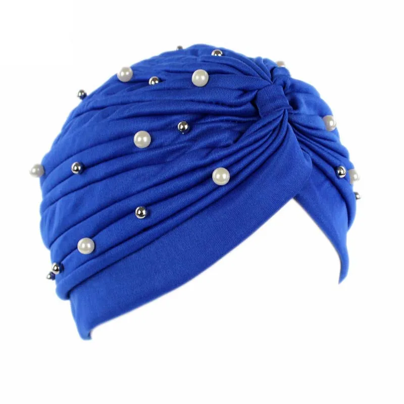 New Fashion Starry Sky Beaded Stretchable Turban Hat Head Cover Headband