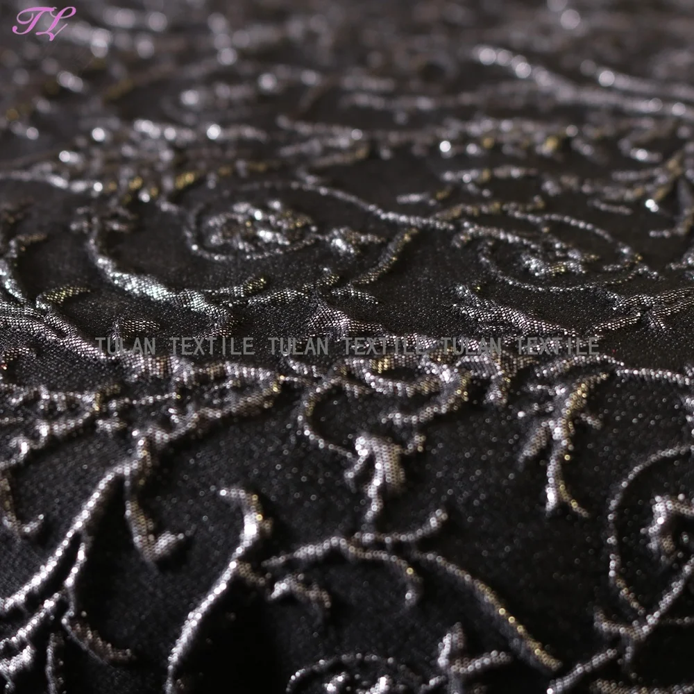 Silver 3D ivy polyester metallic jacquard upholstery fabric dress fabric