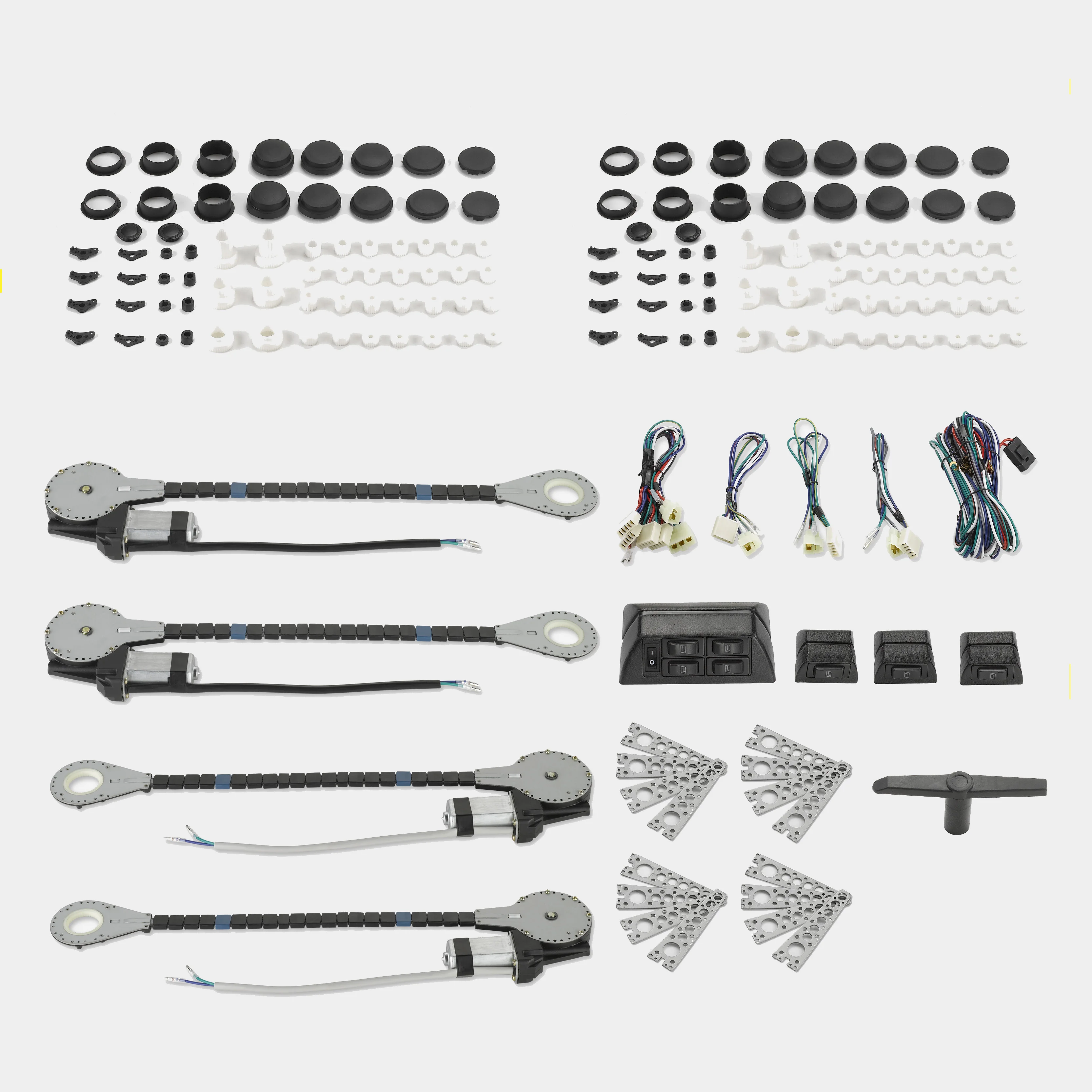 
Universal 4 Door Power Window Conversion Kit with High Torque Motor and Illuminated Switch 