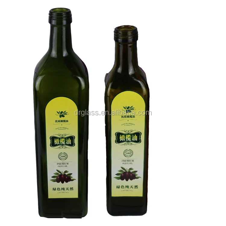 Transparent 250ml500ml750ml Camellia Oil Bottle Glass Dark Green Olive Oil Bottle