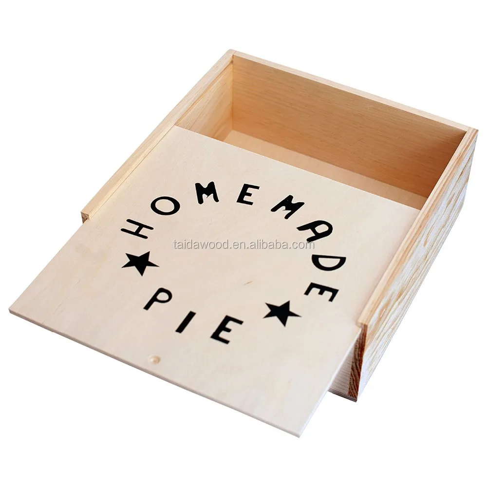 Custom personality slide pine wooden pie box with lid