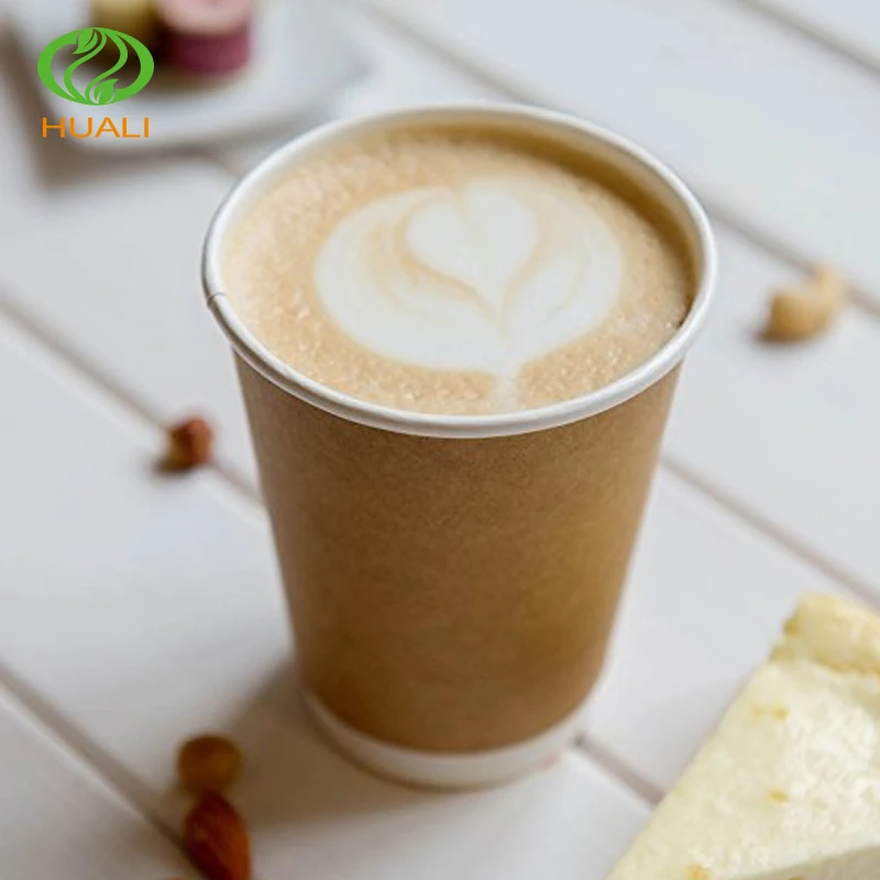 Wholesale Disposable  plain cardboard double wall paper coffee carton cup for coffee in cardboard