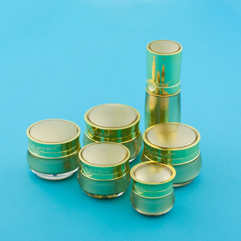 
Hengsheng factory supply 2019 model customize plastic acrylic cosmetic packaging cream jars and lotion spray bottles 