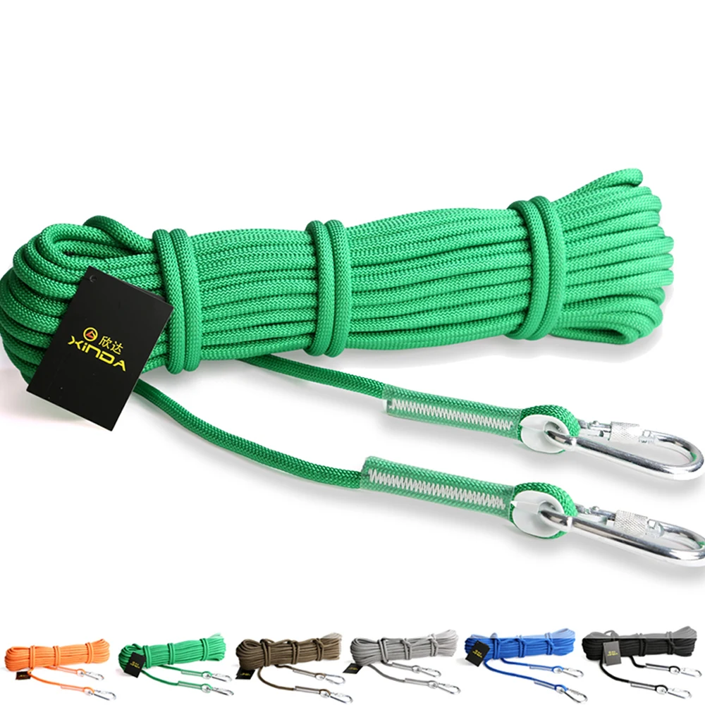 XINDA outdoor 9.5mm  climbing safety rope  with 2 pieces carabiners