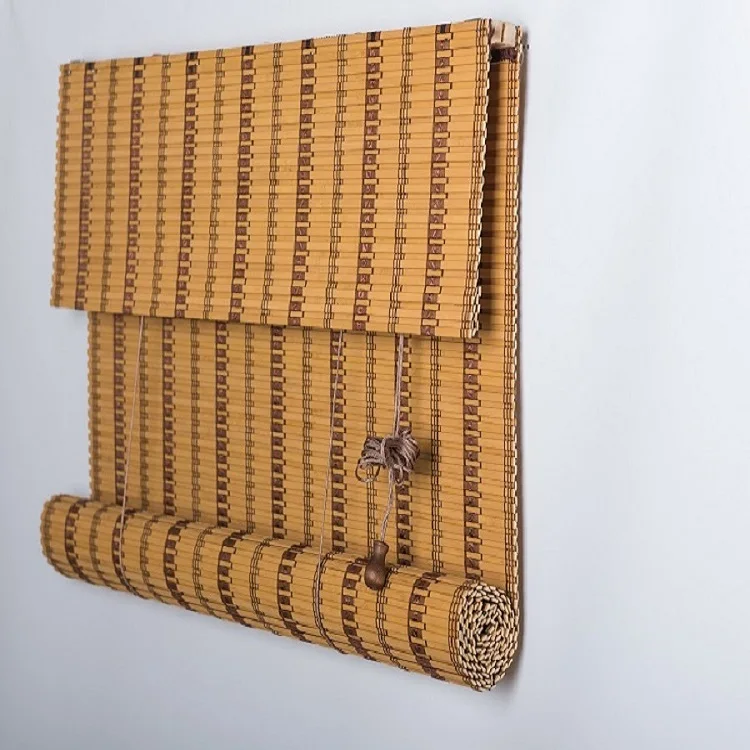 Bamboo slat roller and roman shades blind