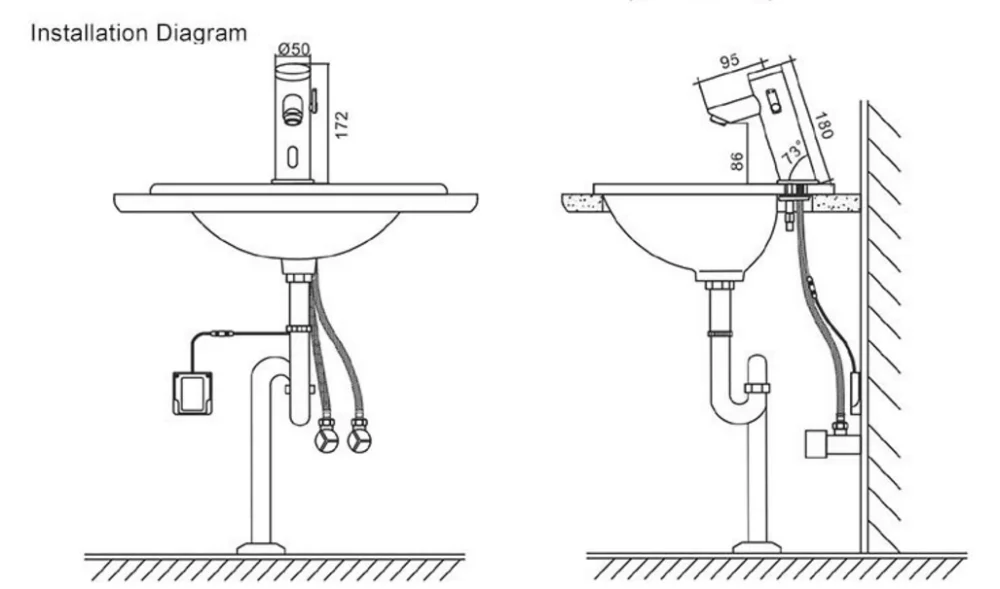 Sensing faucet cold and hot DC and AC automatic sensors Wash basin infrared fine copper sensor faucet CUPC