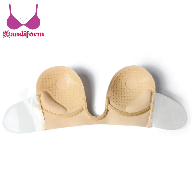 Large Open Thin V Cup A B C D Bras Size Seamless Backless Strapless Deep Plunging Bra Beige Self-adhesive Polyolefin Gel Bra