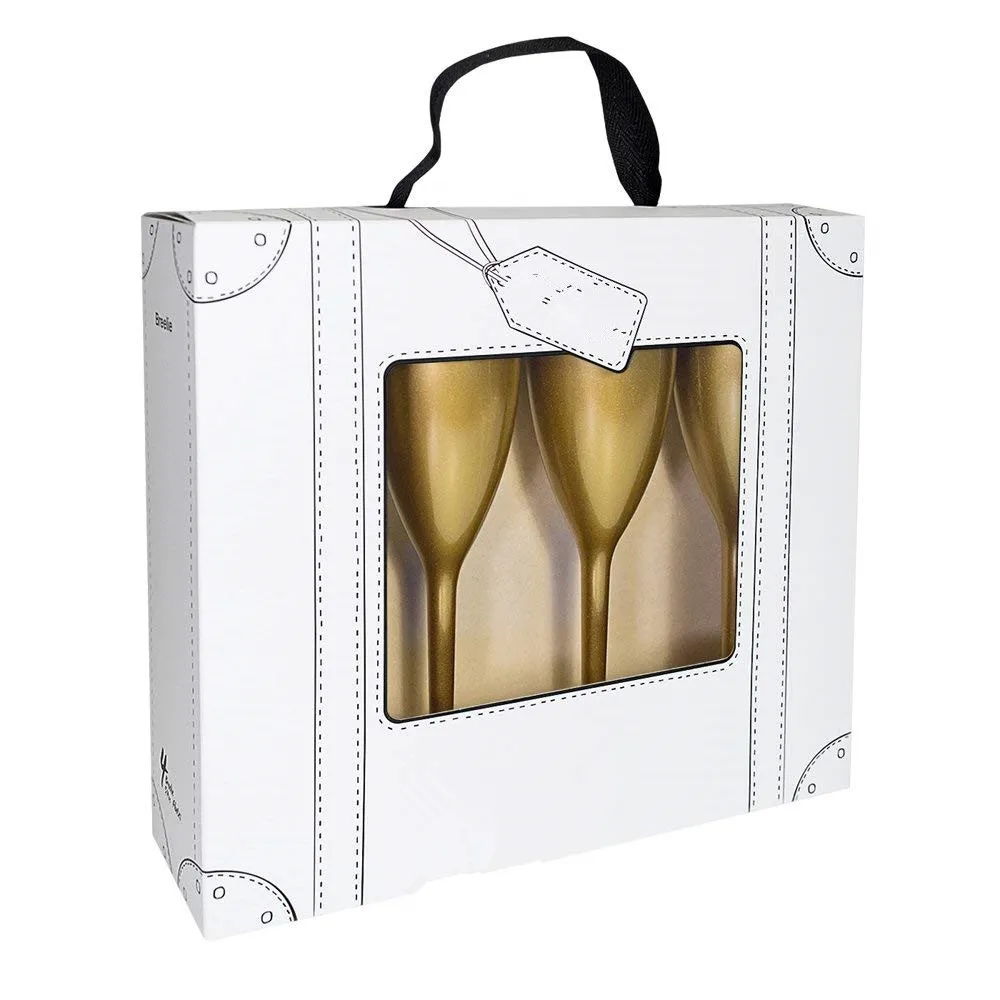 Акриловые пластиковые фужеры бокалы в дизайнерская сумка-тоут, доступны в 10 видов цветов, золотоискателя, идеально подходит для приготовления пищи на воздухе + набор из 4