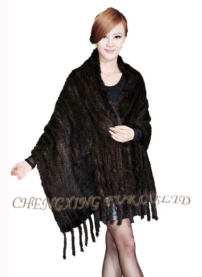 CX-B-M-25C Cheap Hot Sale Woman Winter Knitted Fur Stole wrap Fur Capes Mink Fur Shawls Of All Types