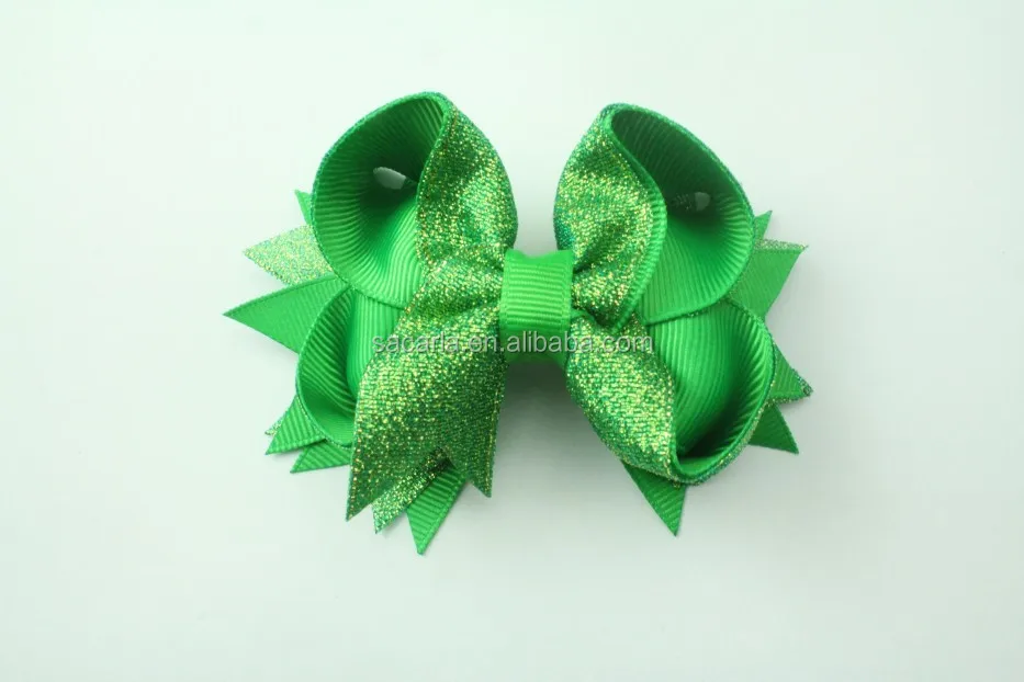3.5 inch Various colors glitter spike  ribbon bows