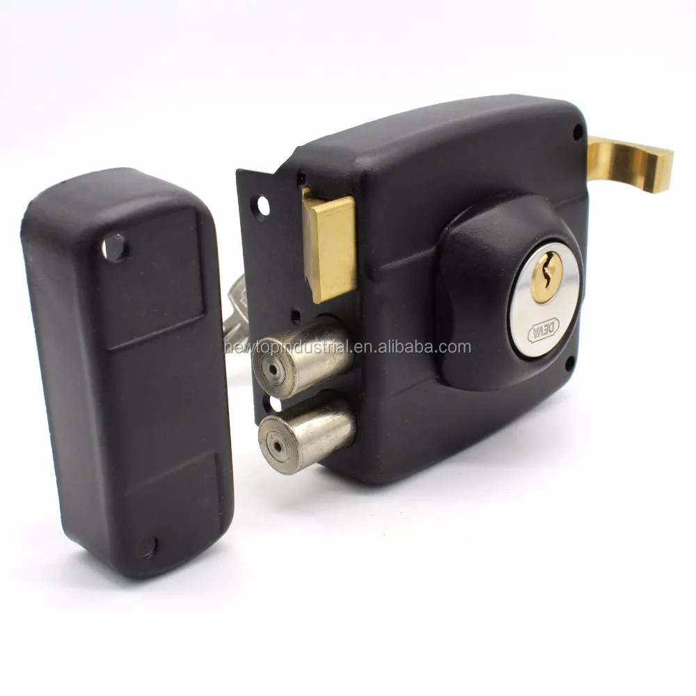 High quality rim door lock round latch security door lock with 3pcs brass keys 2 levels