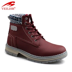 Outdoor faux leather upper fashion mid top footwear winter men boots