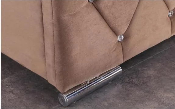 French Style Diamond Velvet Fabric Upholstered Bed With High Headboard