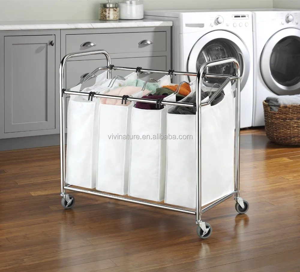 Heavy Duty Laundry Sorter Bag with Wheels  Laundry Storage Cart