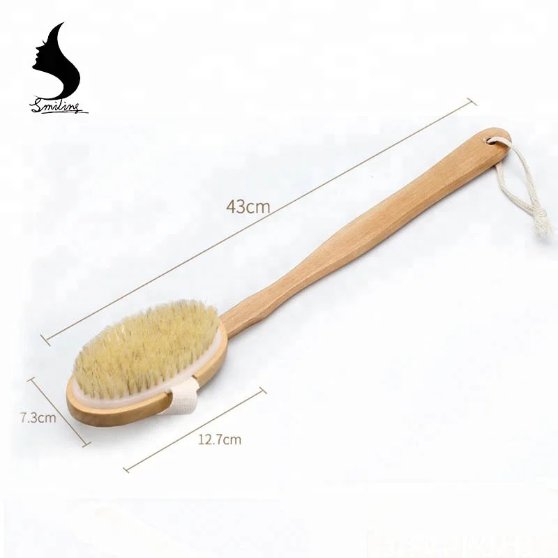 
Wooden Handle Natural Bristle Bath Shower Dry Human Body Scrub SPA Massage Cuticle Remove Brush 