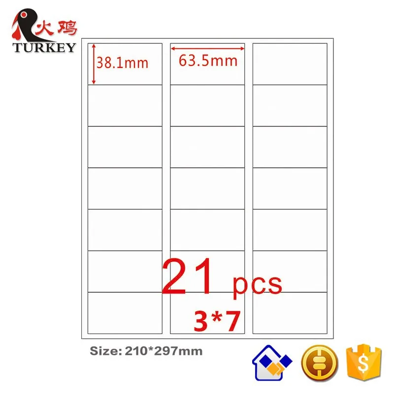A4 label size White MATTE Self Adhesive / Sticky Sticker Address Label Printing Paper Sheet