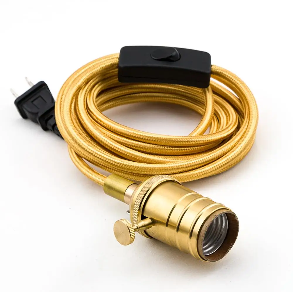 Ceiling Rose E26 E27 Pendant Light Fitting Copper Lamp Holder With 1M Colorful Fabric Cable Edison Bulb Accessories