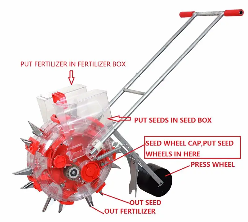 sembradoras manuales de maiz cultivators hand push seeder corn, soybean, peanut and cotton fertilization and seeding int