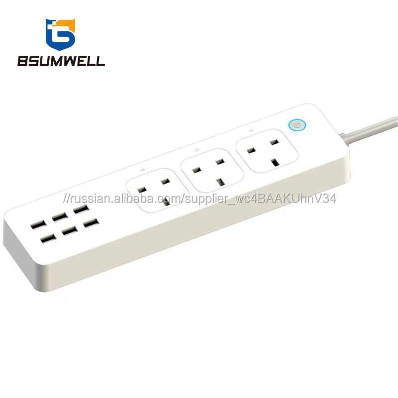 Оптовая продажа с фабрики power strip крышка адаптер 6 розеток работы с Amazon Alexa голосового управления