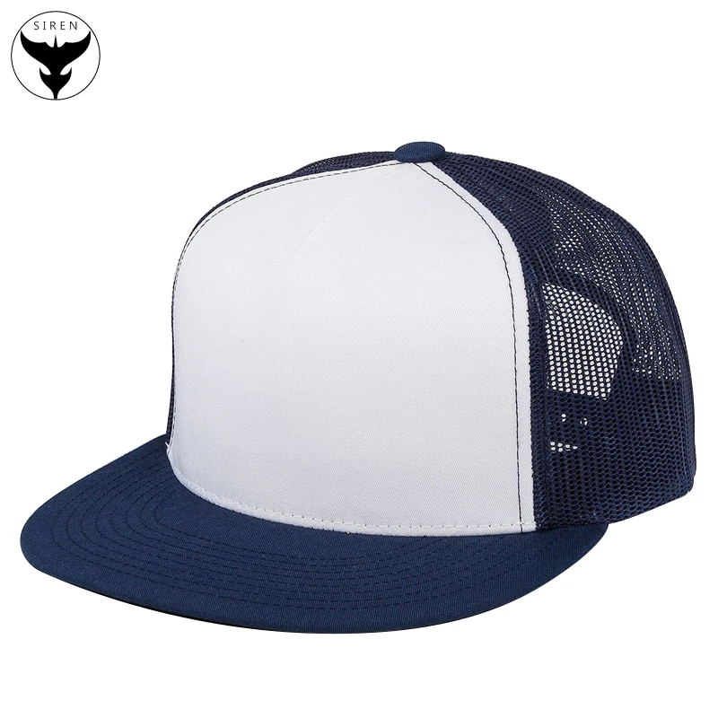 Get Free Sample Custom Blank Plain 5 Panel Flat Brim Square Bill Trucker Hats Snapback Yupoong