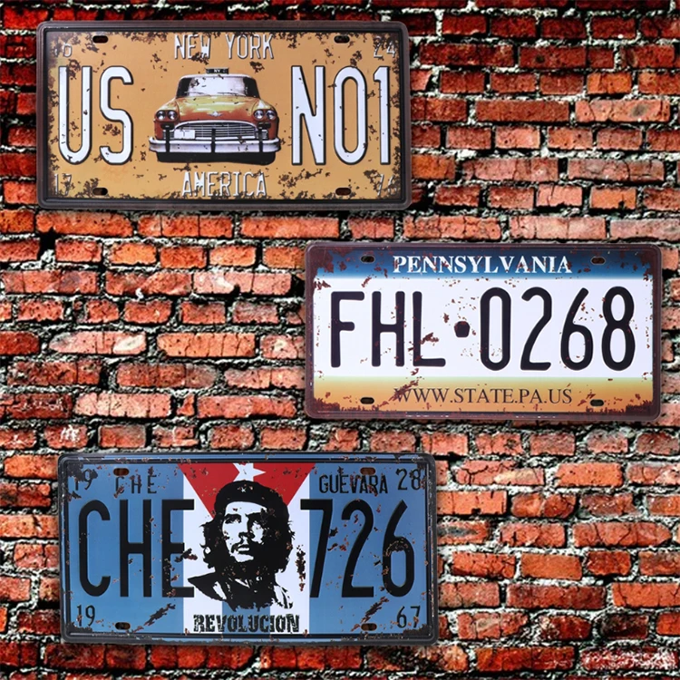 
Custom home decoration vintage metal tin signs european car number plate 