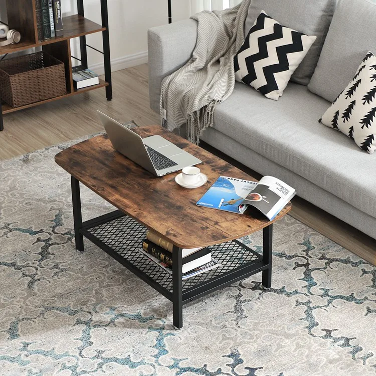 VASAGLE Vintage Industrial Tea Table, Coffee Table for Living Room wooden coffee table design