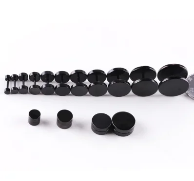 Round earrings double sides barbell ear stud men women fashion jewelry dumbbell earrings