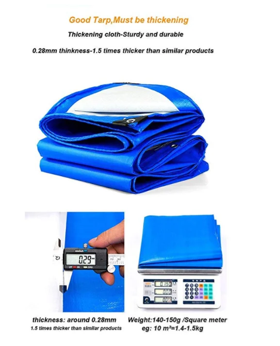 Heavy Duty PE Tarpaulin Waterproof Blue Tarp Sheet